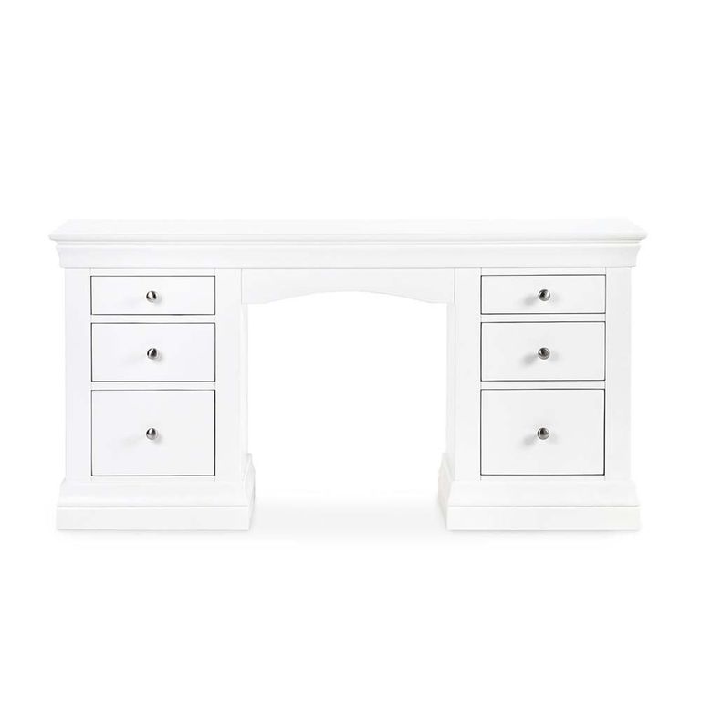 Clermont Double Dressing Table - 6 Drawer - White
