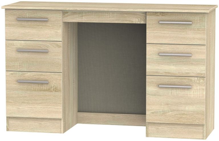 Contrast Oak Effect 6 Drawer Double Dressing Table