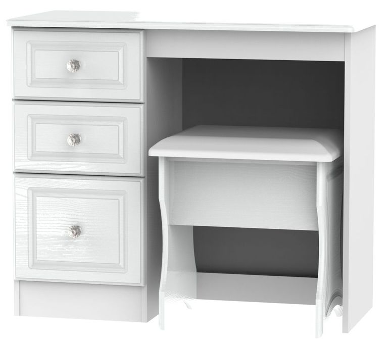 Crystal White 3 Drawer Single Dressing Table