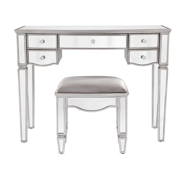 Elysee Dressing Table - 5 Drawer - Mirrored