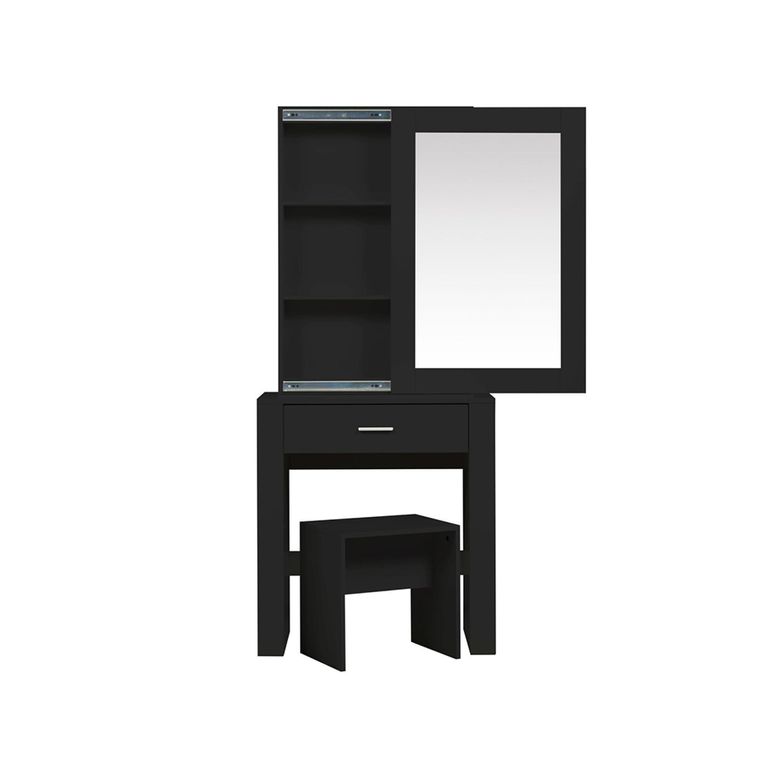 Evelyn Sliding Mirror Dressing Table - 1 Drawer - Black
