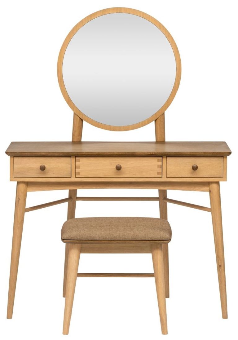 Grace Natural Oak 3 Drawer Dressing Table with Mirror