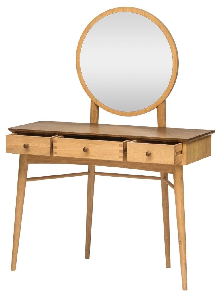 Grace Natural Oak 3 Drawer Dressing Table with Mirror