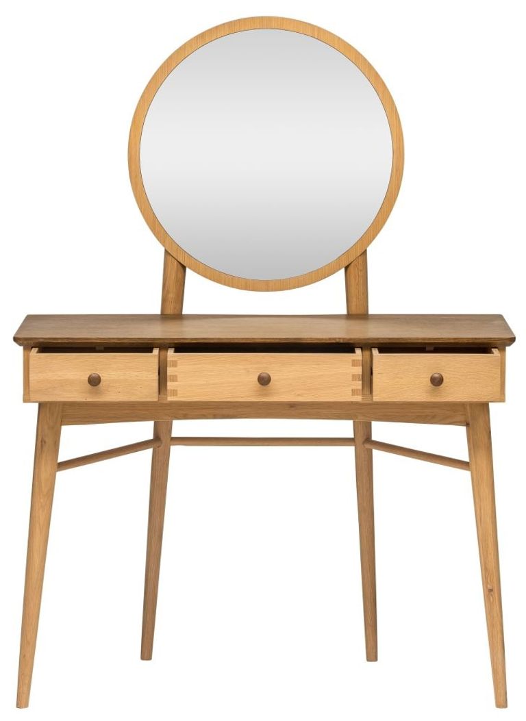 Grace Natural Oak 3 Drawer Dressing Table with Mirror