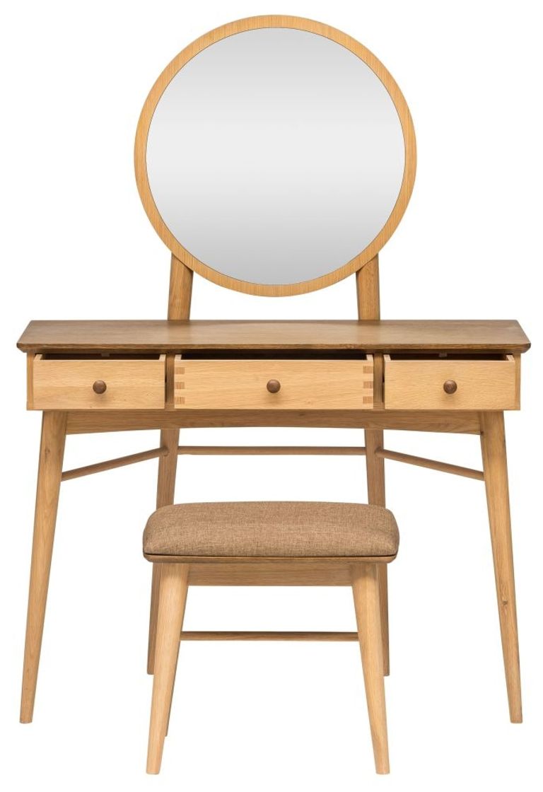 Grace Natural Oak 3 Drawer Dressing Table with Mirror