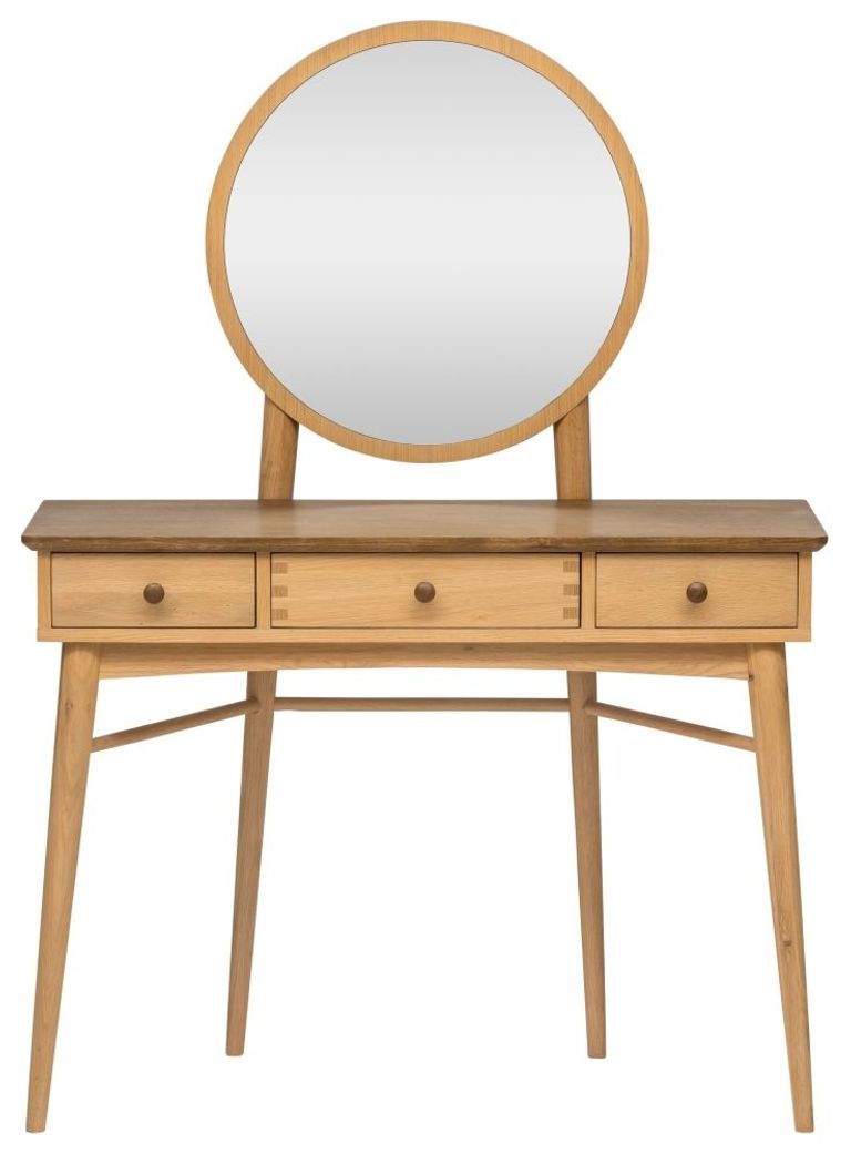 Grace Natural Oak 3 Drawer Dressing Table with Mirror