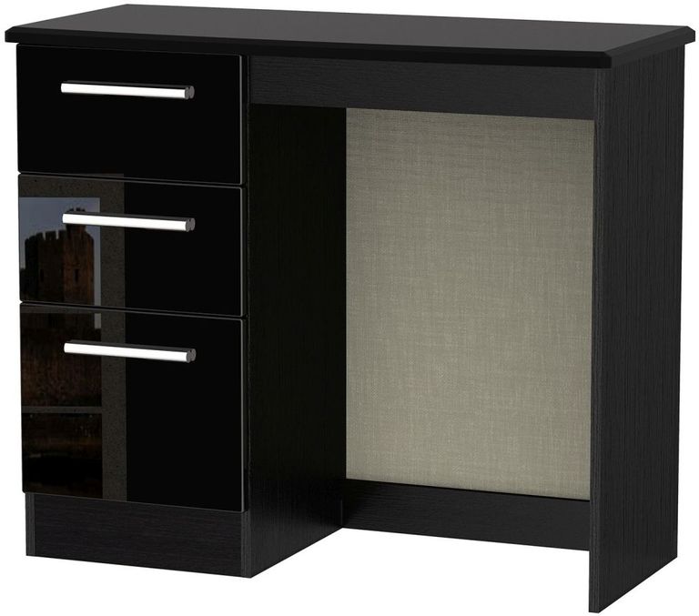 Knightsbridge Black Gloss 3 Drawer Single Dressing Table