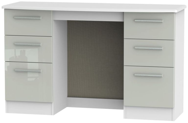 Knightsbridge Cashmere Gloss and White 6 Drawer Double Dressing Table