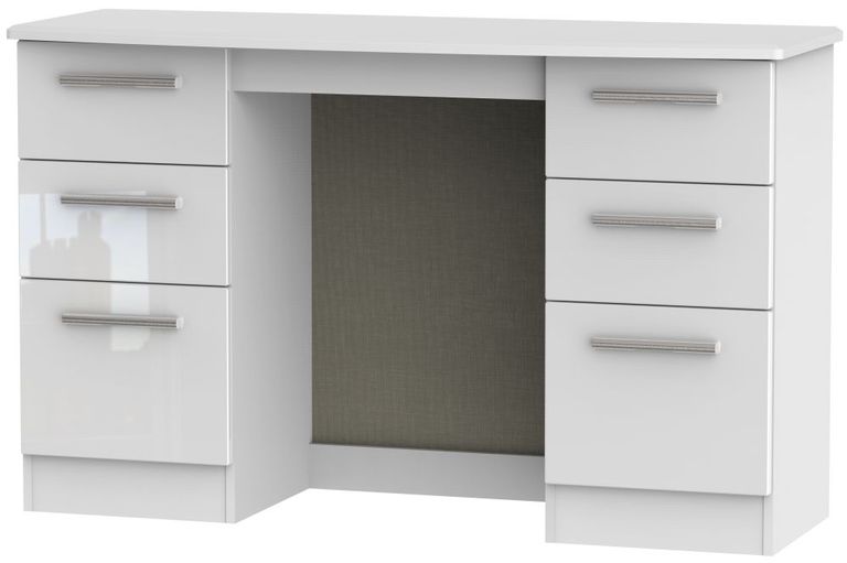 Knightsbridge White Gloss 6 Drawer Double Dressing Table