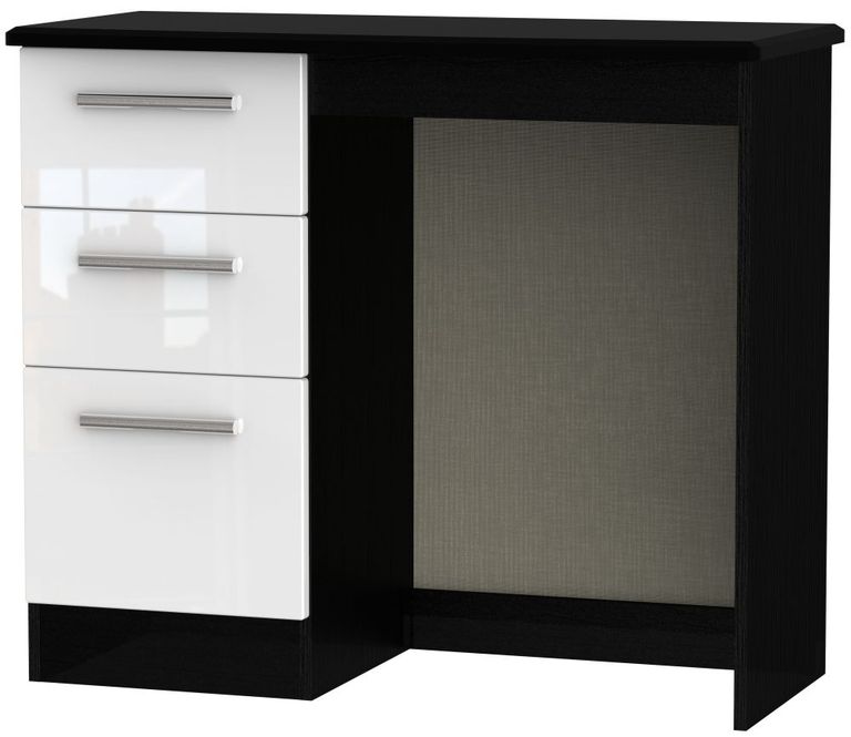 Knightsbridge White Gloss and Black 3 Drawer Single Dressing Table