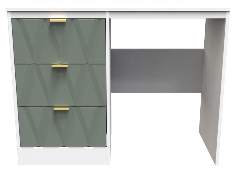 Las Vegas White and Green 3 Drawer Single Dressing Table