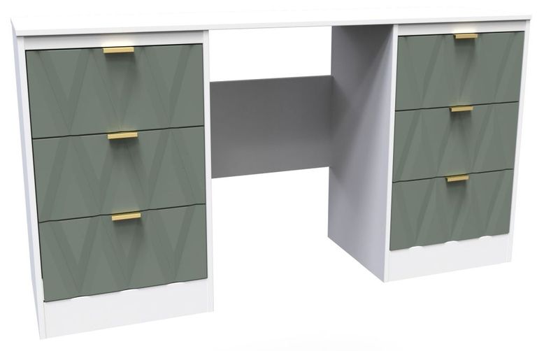 Las Vegas White and Green 6 Drawer Double Dressing Table
