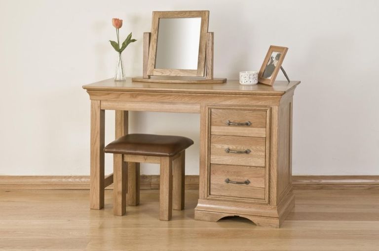 Lyon Oak Single Pedestal Dressing Table