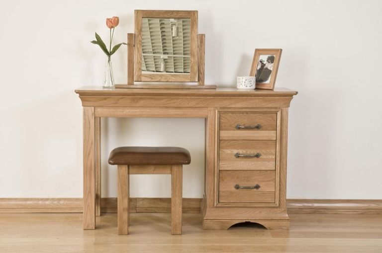 Lyon Oak Single Pedestal Dressing Table