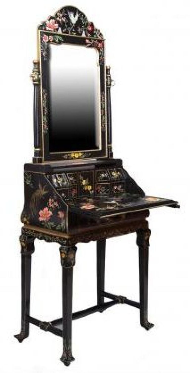 Meerut Black Lyre Bird Design Dressing Table with Mirror