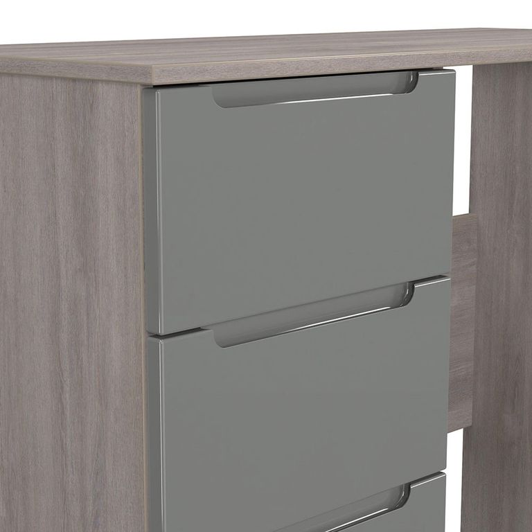 Milan Grey Gloss and Grey Oak 3 Drawer Single Dressing Table