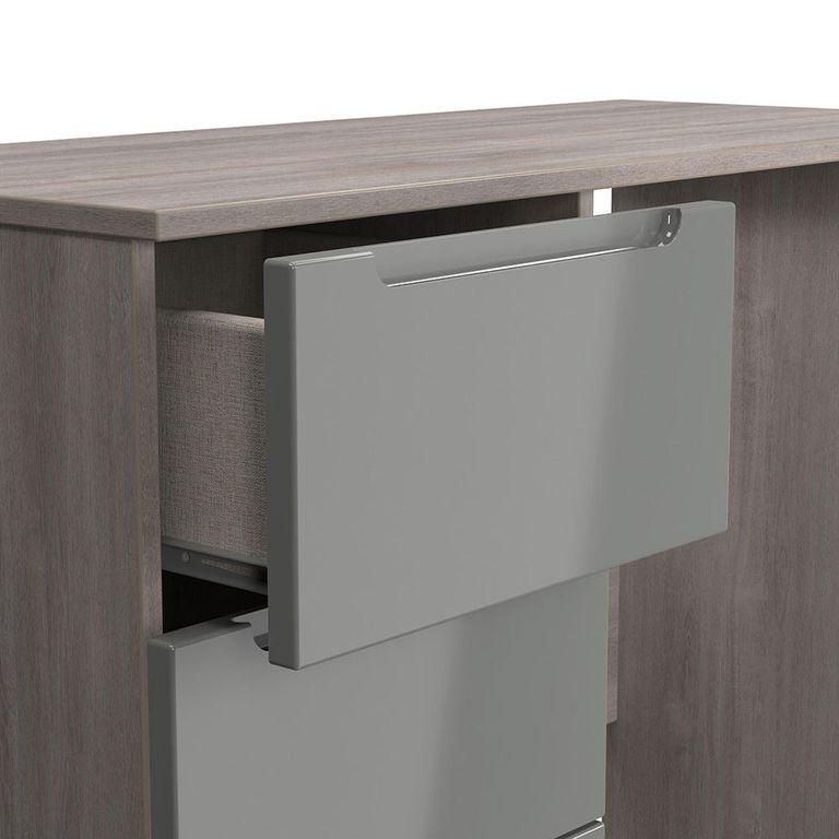 Milan Grey Gloss and Grey Oak 3 Drawer Single Dressing Table