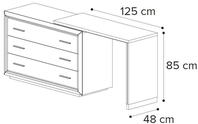 Elite Dressing Table - 3 Drawer - Silver Birch