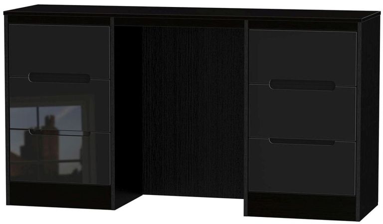 Monaco Black Gloss 6 Drawer Double Dressing Table
