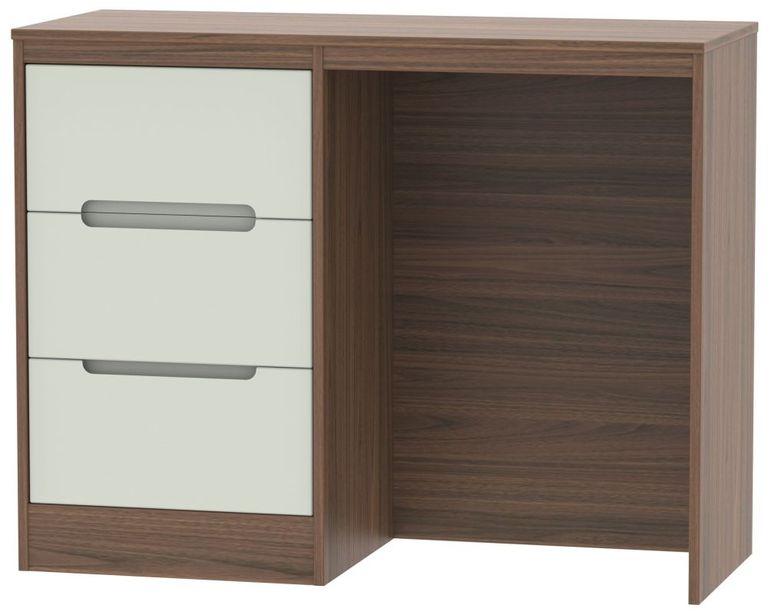 Monaco Cashmere and Carini Walnut 3 Drawer Single Dressing Table