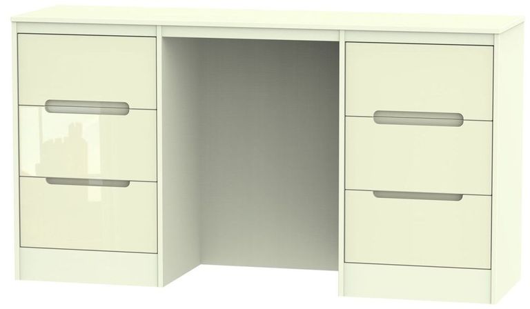 Monaco Cream Gloss 6 Drawer Double Dressing Table