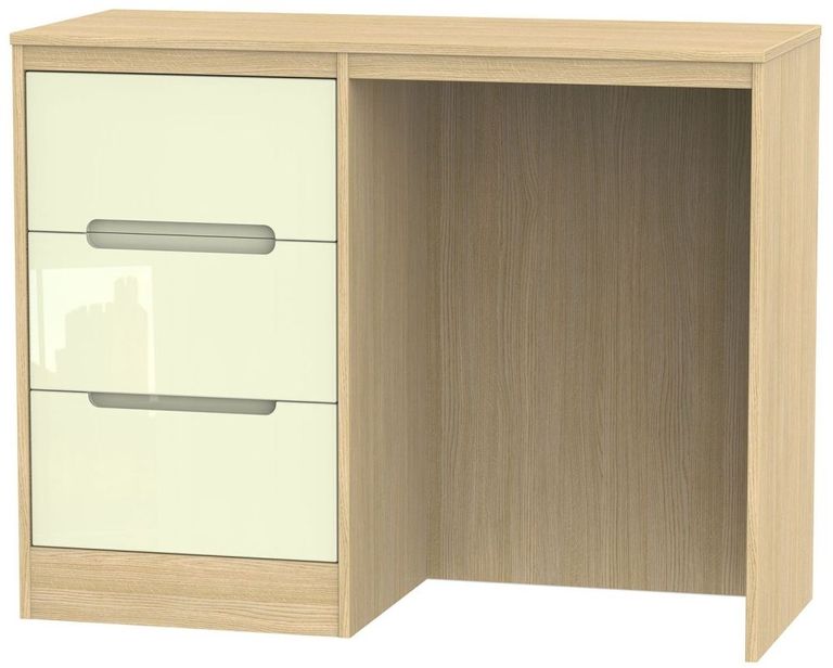 Monaco Cream Gloss and Light Oak 3 Drawer Single Dressing Table