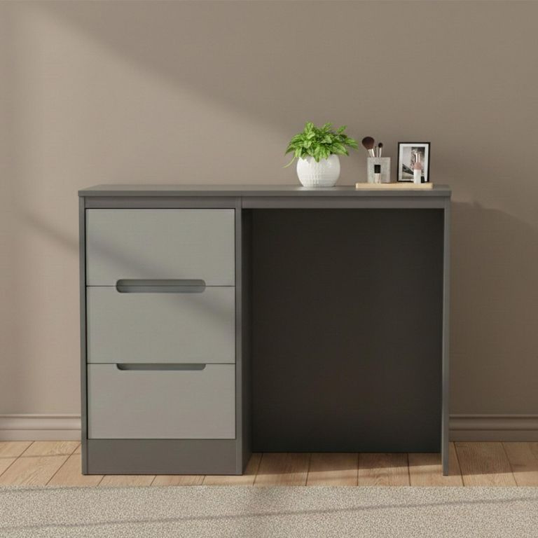 Monaco Dressing Table - Single - 3 Drawer - Grey Gloss and Graphite