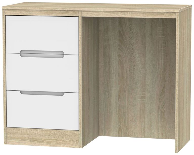 Monaco White and Oak Effect 3 Drawer Single Dressing Table