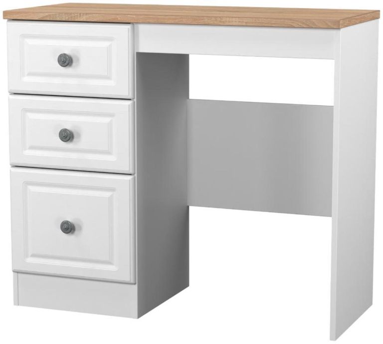 Norfolk White and Oak Effect 3 Drawer Single Dressing Table