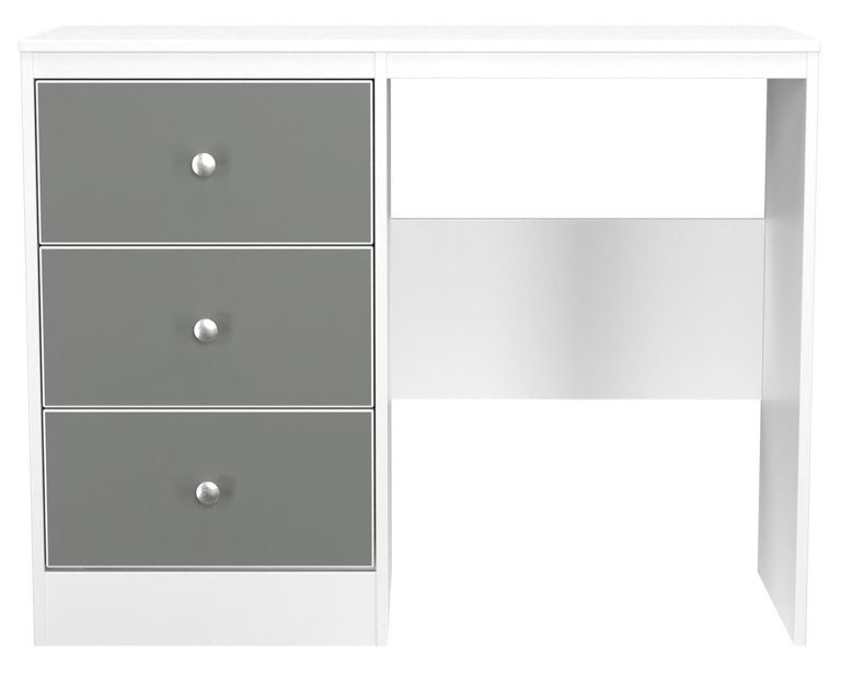 Padstow Grey and White 3 Drawer Single Dressing Table