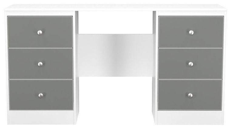 Padstow Grey and White 6 Drawer Double Dressing Table