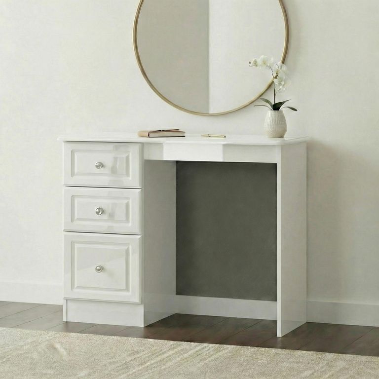 Pembroke White Gloss 3 Drawer Single Dressing Table