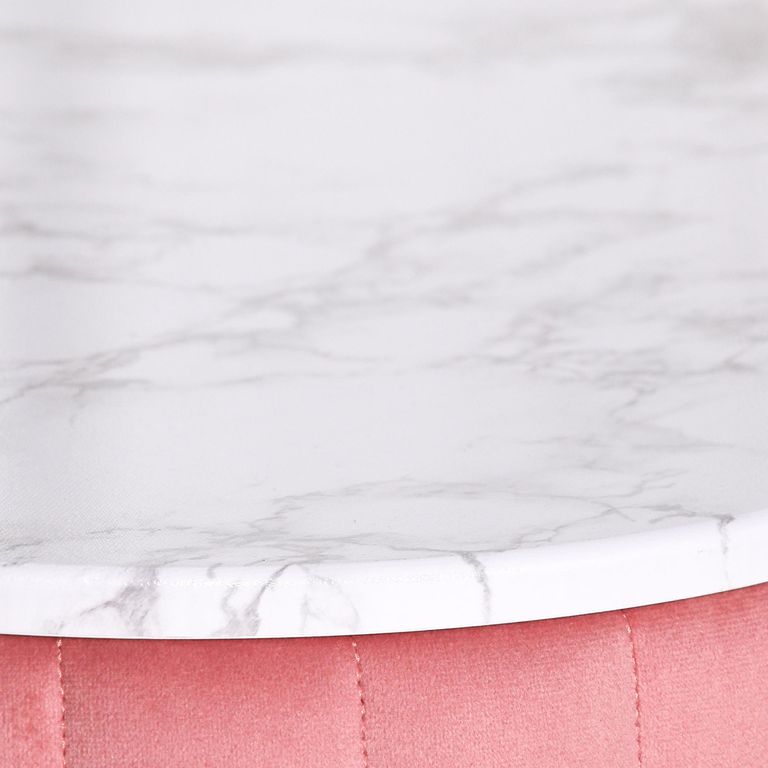 Upholstered Dressing Table - Pink Velvet - Curved - 1 Drawer