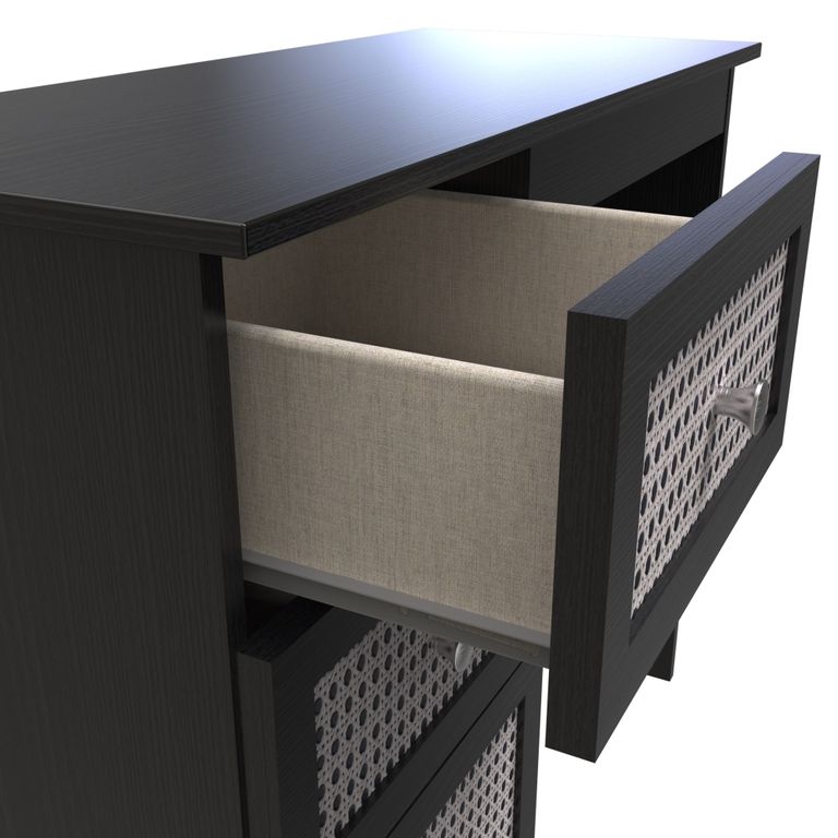 Rattan and Black Ash 3 Drawer Single Dressing Table