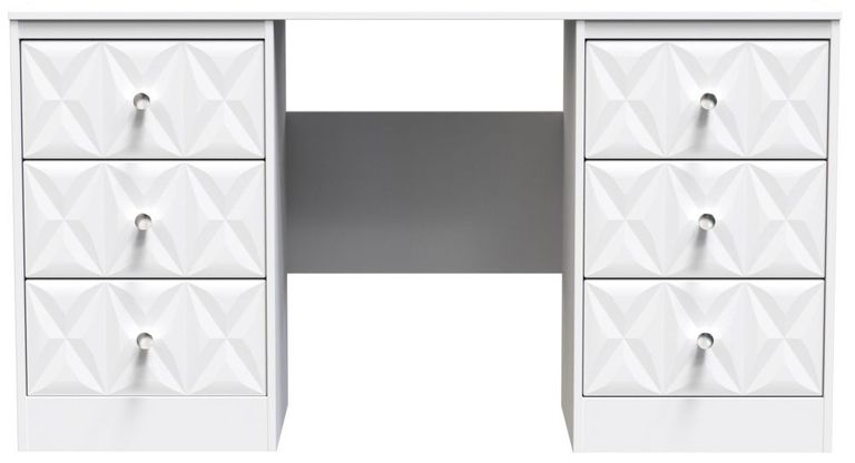 San Jose White 6 Drawer Double Dressing Table