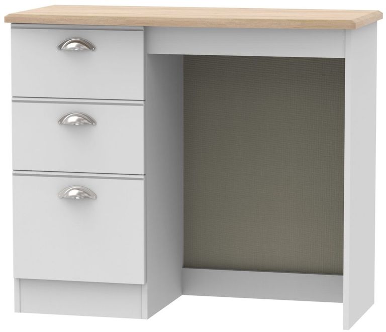 Victoria Grey and Riviera Oak 3 Drawer Single Dressing Table