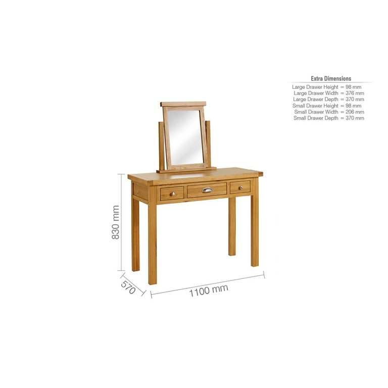 Woburn Dressing Table - 3 Drawer - Rustic Oak