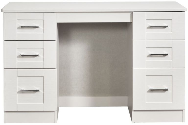 York White 6 Drawer Double Dressing Table
