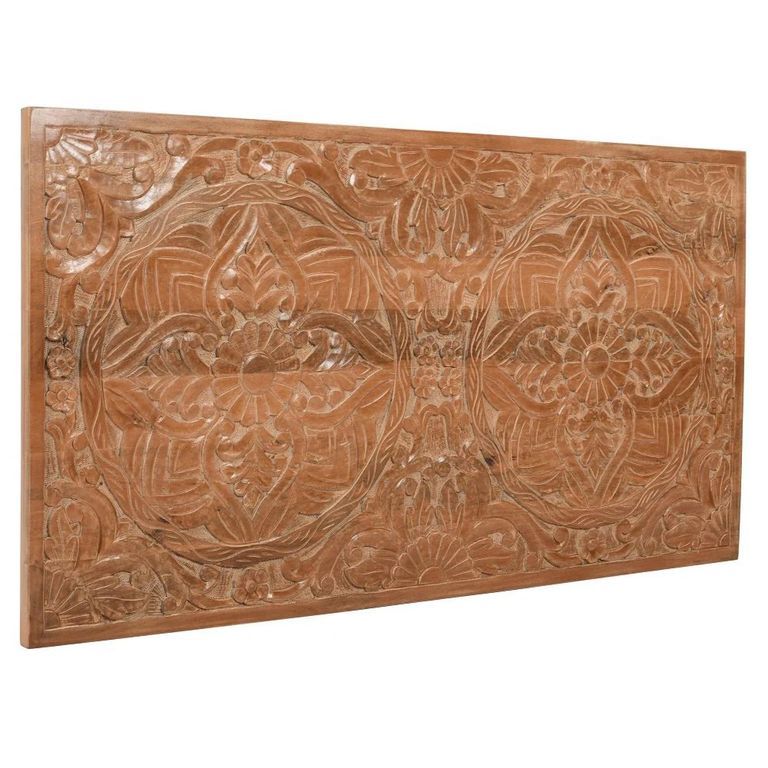 Artwork Carved Headboard - 5ft King Size - Mango Wood