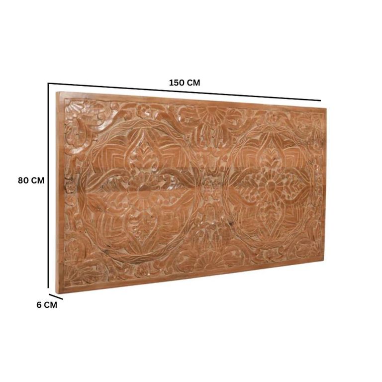 Artwork Carved Headboard - 5ft King Size - Mango Wood