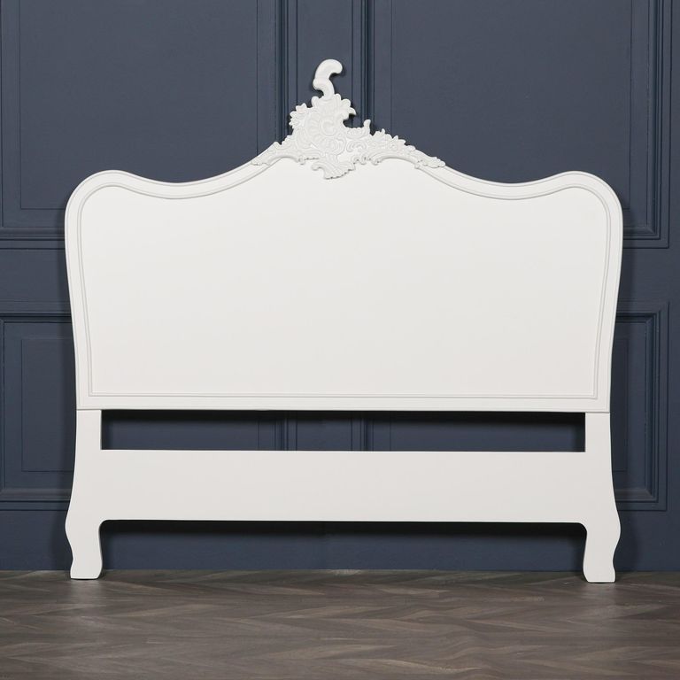 French Style Carved Headboard - Cream - 5ft King Size