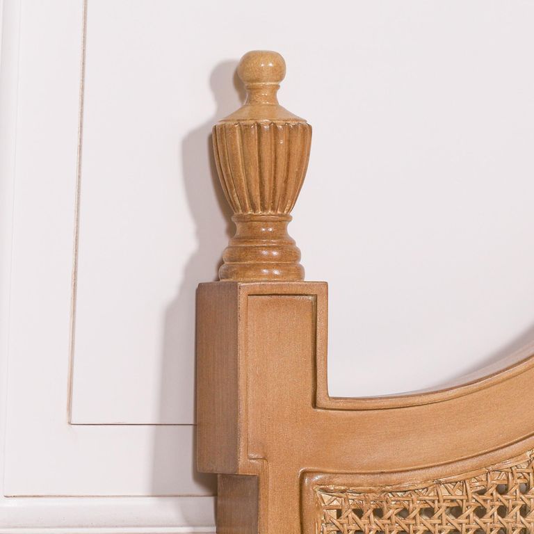 French Style Mahogany Wood and Rattan Headboard - 5ft King Size