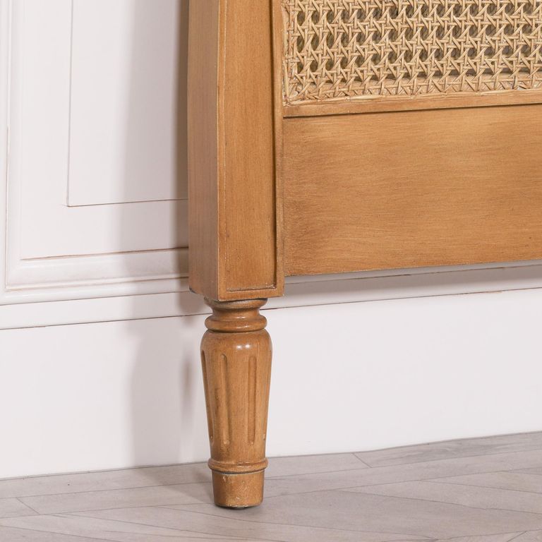 French Style Mahogany Wood and Rattan Headboard - 5ft King Size