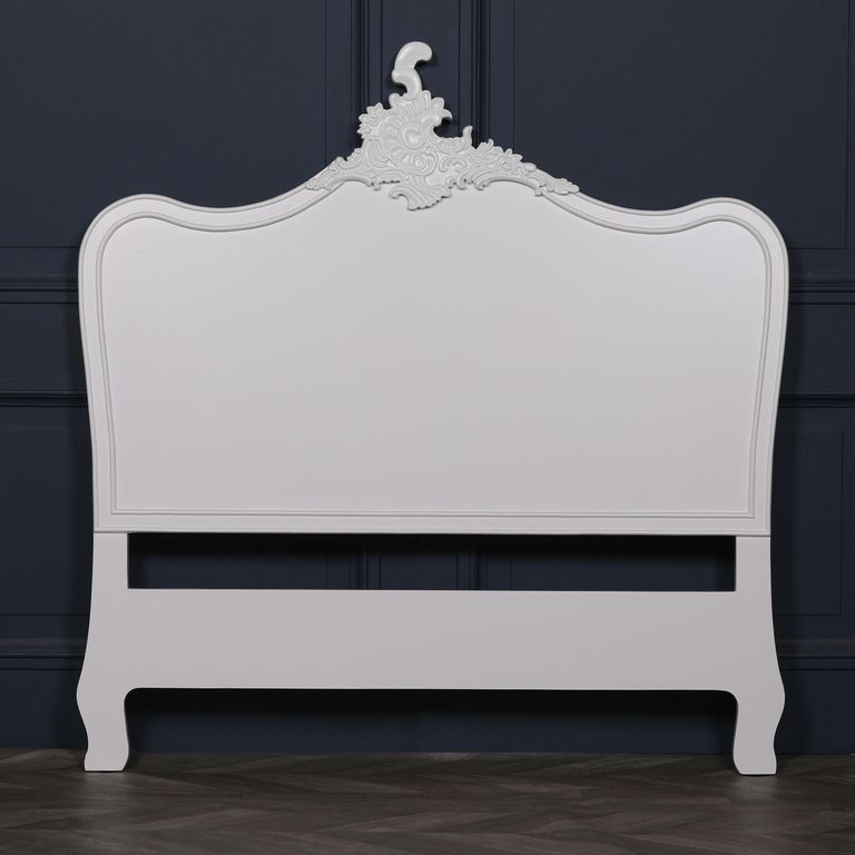 French Style Carved Headboard - White - Sizes Available