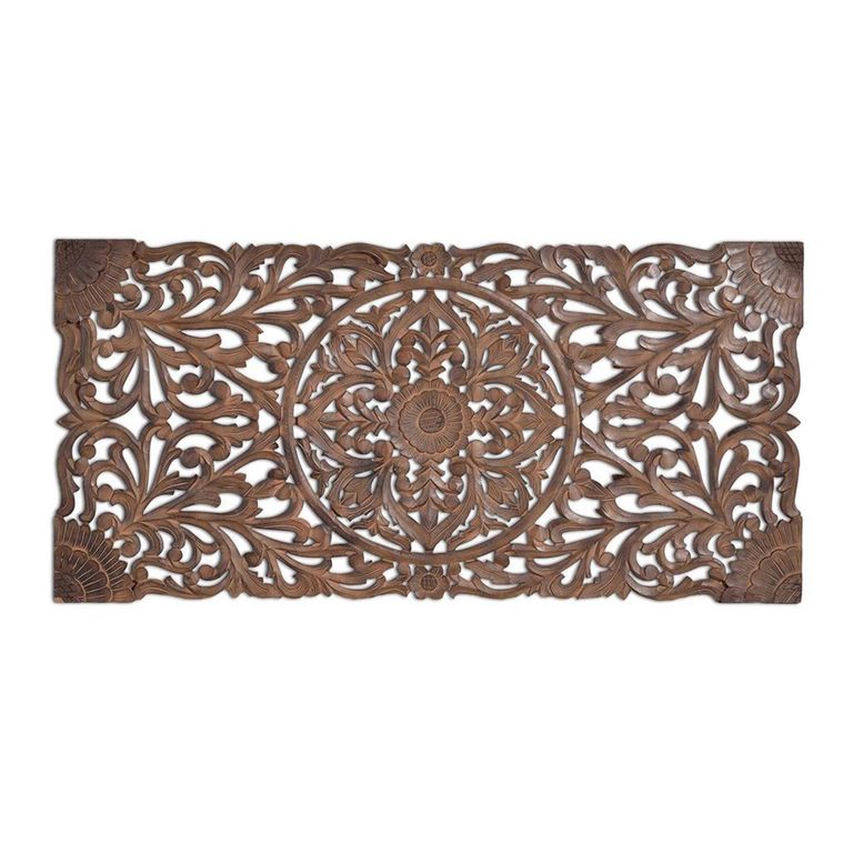 Radoyya Headboard - Carved Dark Wood - 166cm
