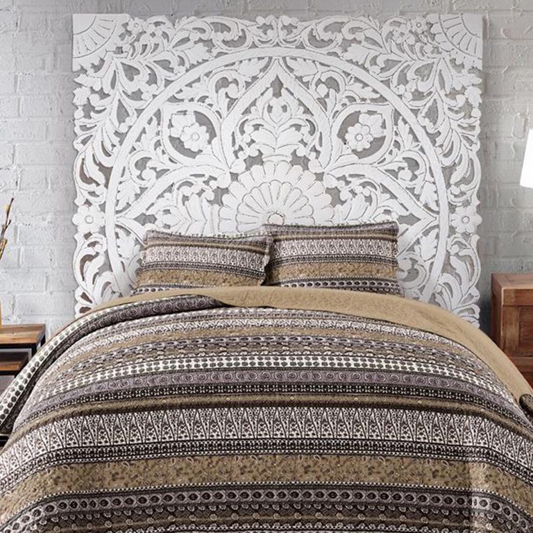 Radoyya Headboard - White Carved Wood - 120cm