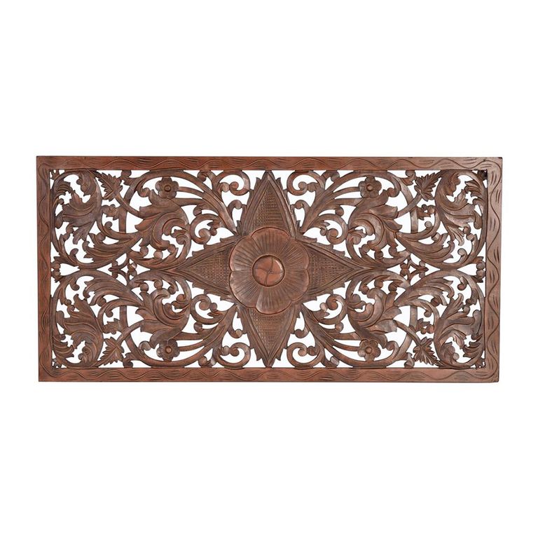 Yurchen Headboard - Walnut Carved Wood - 166cm