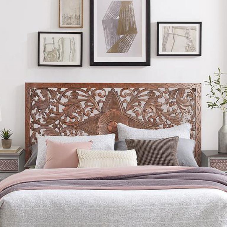 Yurchen Headboard - Walnut Carved Wood - 166cm