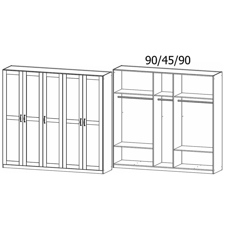 Rauch Cottage 226cm 5 Door Wardrobe - Alpine White