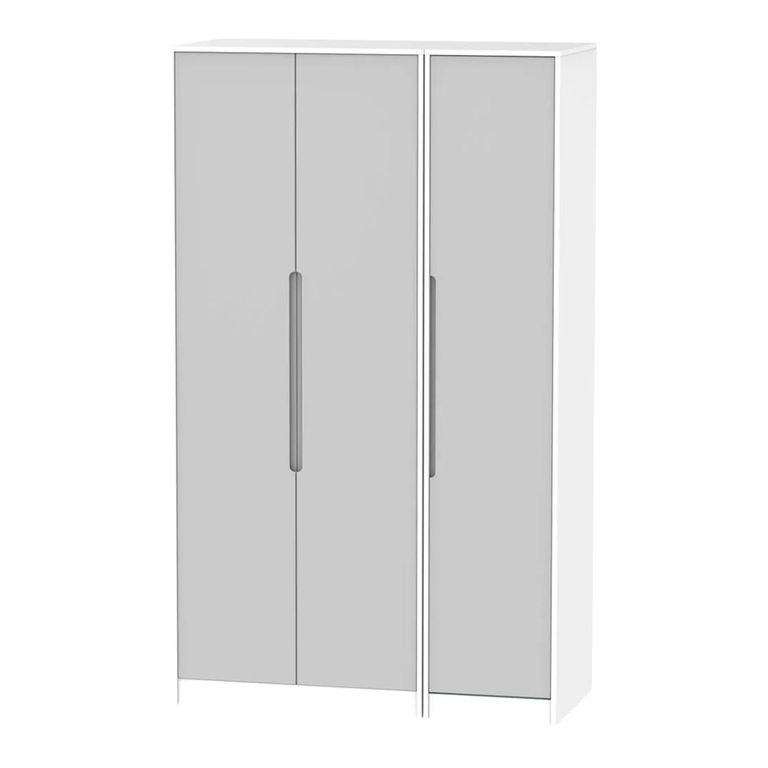 Monaco Wardrobe - 3 Door - Tall - Triple - Grey and White